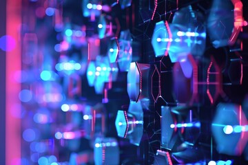 Poster - A purple and pink background with hexagonal shapes, Luminous hexagon background, AI generated