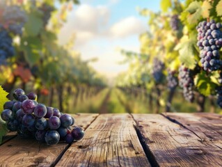 Sticker - Fresh Grapes on Wooden Table