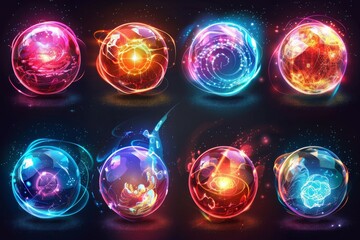 Poster - the symbol of mystery and magic in magic balls. a modern set of color sphere crystal, glass magic ba