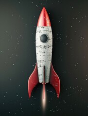 Wall Mural - Red and White Rocket Ship in Space