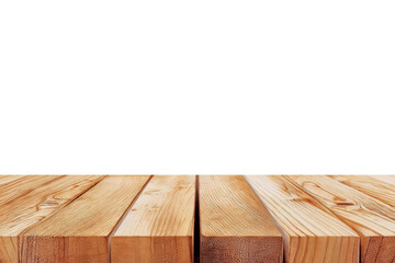 Poster - Empty wooden tabletop on isolated white background for product placement