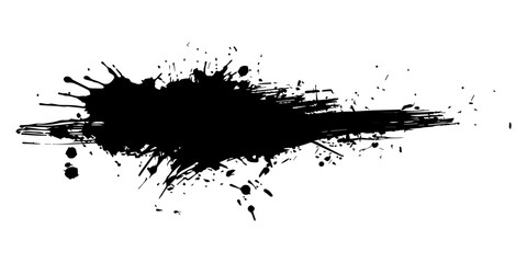 Wall Mural - Black ink splash on a white background