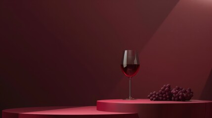 Burgundy podium product background 3d rich display platform opulent minimal. Product stand burgundy background podium 3d wine glass stage scene grape beauty 