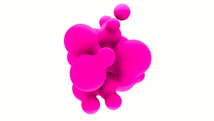 3D illustration abstract liquid smooth volume object with pink plastic material