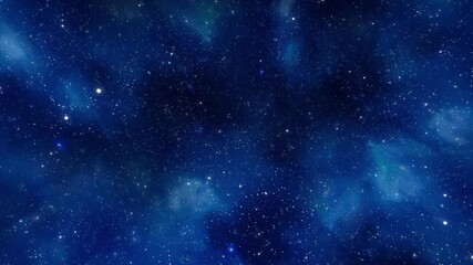 Wall Mural - flying across bright blue stars and nebulae in space. galaxy exploration through outer space toward 