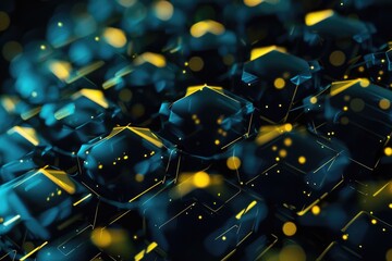 Poster - Luminous hexagon background, AI generated