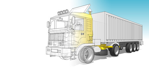 Wall Mural - truck sketch symbol 3d illustration	
