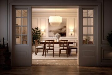 Wall Mural - Dining room door architecture furniture.