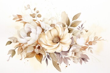 Canvas Print - Bouquet watercolor background painting pattern flower.