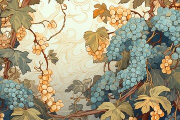 Wall Mural - Vine grapes plant art.