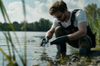 © Damian - Scientist sampling water in nature