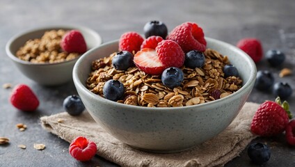 Wall Mural - Granola, yogurt, and berries in a nutritious breakfast bow