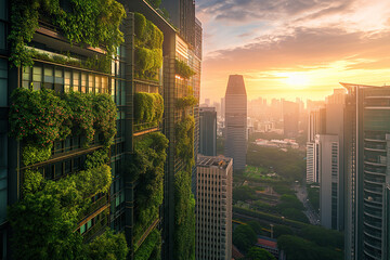 Wall Mural - Vertical gardens in urban city