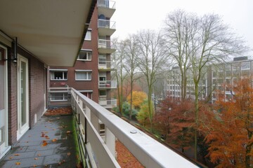 Wall Mural - View from the balcony of a modern apartment building in the Netherlands.