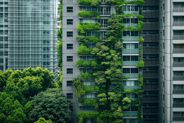 Wall Mural - Vertical Gardens in Sustainable Urban Cityscape