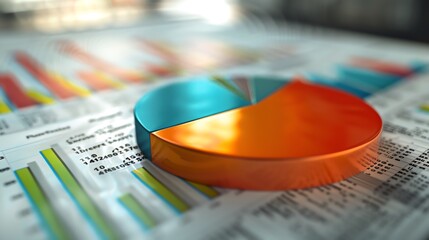 Aufkleber - Pie Chart on Financial Report.