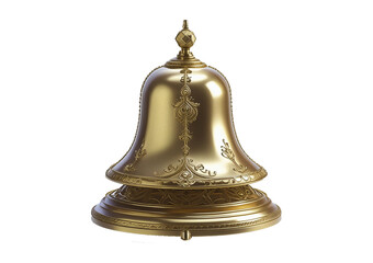 Poster - 3D model of a golden notification bell isolated on transparent and white background