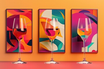 Wall Mural - Wine Glasses on Table