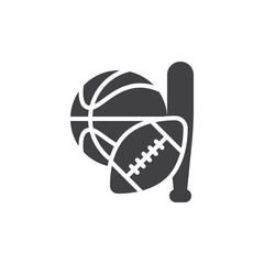 Wall Mural - Basketball, soccer ball, and baseball bat vector icon