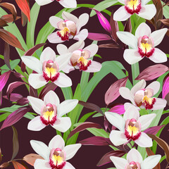 Wall Mural - Tropical pattern. Paradise plants and flowers. Hawaiian pattern. Exotic, tropics