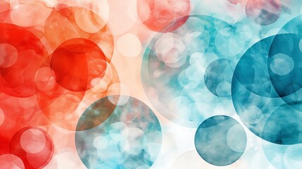 Poster - Abstract Watercolor Background with Blue and Red Circles.