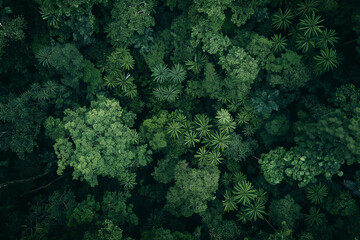 Sticker - Dense rainforest canopy from a top view