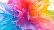 © Trusha - A colorful splash of paint with a rainbow of colors. The colors are bright and vibrant, creating a sense of energy and excitement. The image is abstract and open to interpretation
