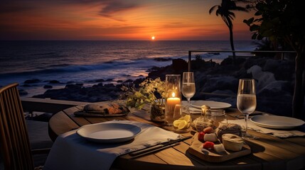 Luxury dinner beach view