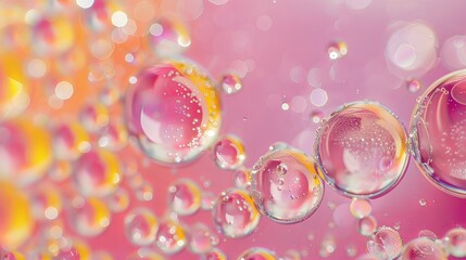 Canvas Print - Pink and Yellow Bubbles in Water