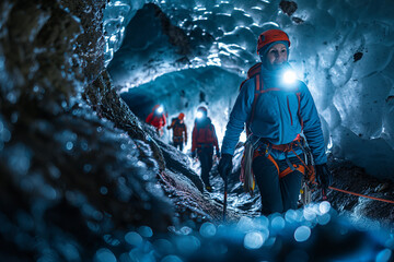 Canvas Print - Exploration Adventure in Icy Cave