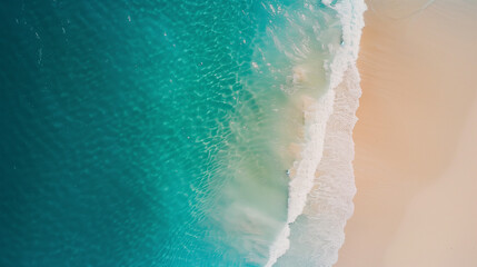  Blue ocean waves aerial drone shot on sandy beach 