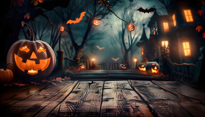 Wall Mural - Empty wooden table - Halloween background