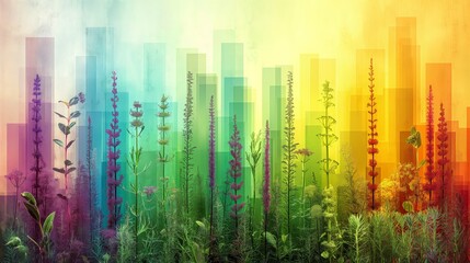 Wall Mural - Abstract Nature with Colorful Geometric Shapes