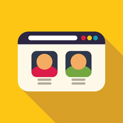 Poster - Website showing user profiles with two people working online, concept for remote teamwork, online collaboration and social media