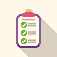 Poster - Clipboard showing check marks for completed tasks in a flat design style