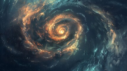 Wall Mural -  An artist's depiction of a spiral galaxy with a central star