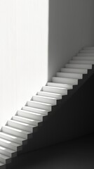 Poster - Minimal space architecture staircase white. .