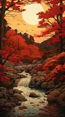 Wall Mural - Autumn landscape outdoors nature.