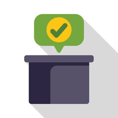 Sticker - Ballot box casting vote with green check mark symbol for election day, democracy and politics concept