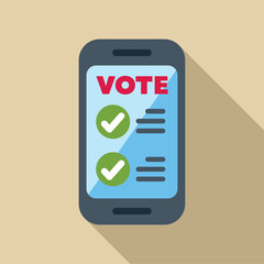 Poster - Online voting app displayed on a smartphone screen, with check marks indicating completed choices