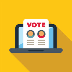 Poster - Online voting document on a laptop screen showing candidate choices for an upcoming election