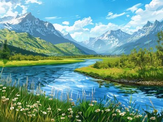 Sticker - River Valley Landscape