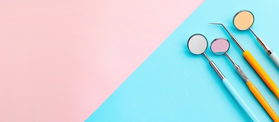 Aufkleber - Colorful background showcasing dental tools with copy space image
