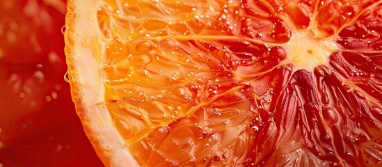 Poster - Close up photo of a slice of orange blood with copy space image