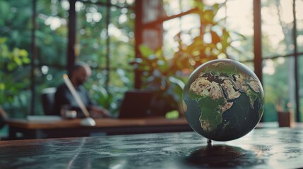 the globe on office desk