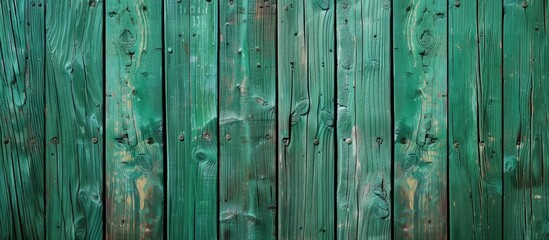 Poster - Close up textured wooden background in a vibrant green shade with copy space image