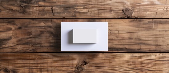 Fototapete - Corporate identity business card presentation on a wooden backdrop with copy space image