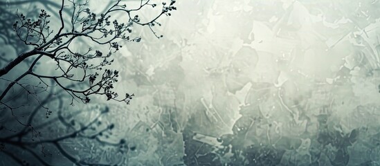 Poster - Blurred silhouettes of tree branches on a stone backdrop with copy space image