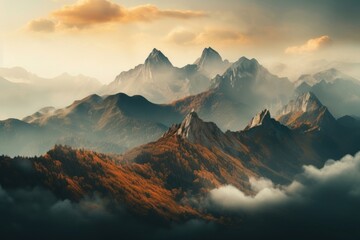 Poster - Landscape mountain sky panoramic. .