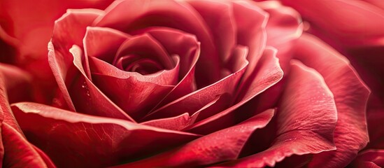 Poster - Close up macro shot of a red rose with large petals ideal as a Valentine s Day symbol of love in a background design with copy space image